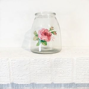 Single Rose Embossed Glass Shallow Flower Vase
